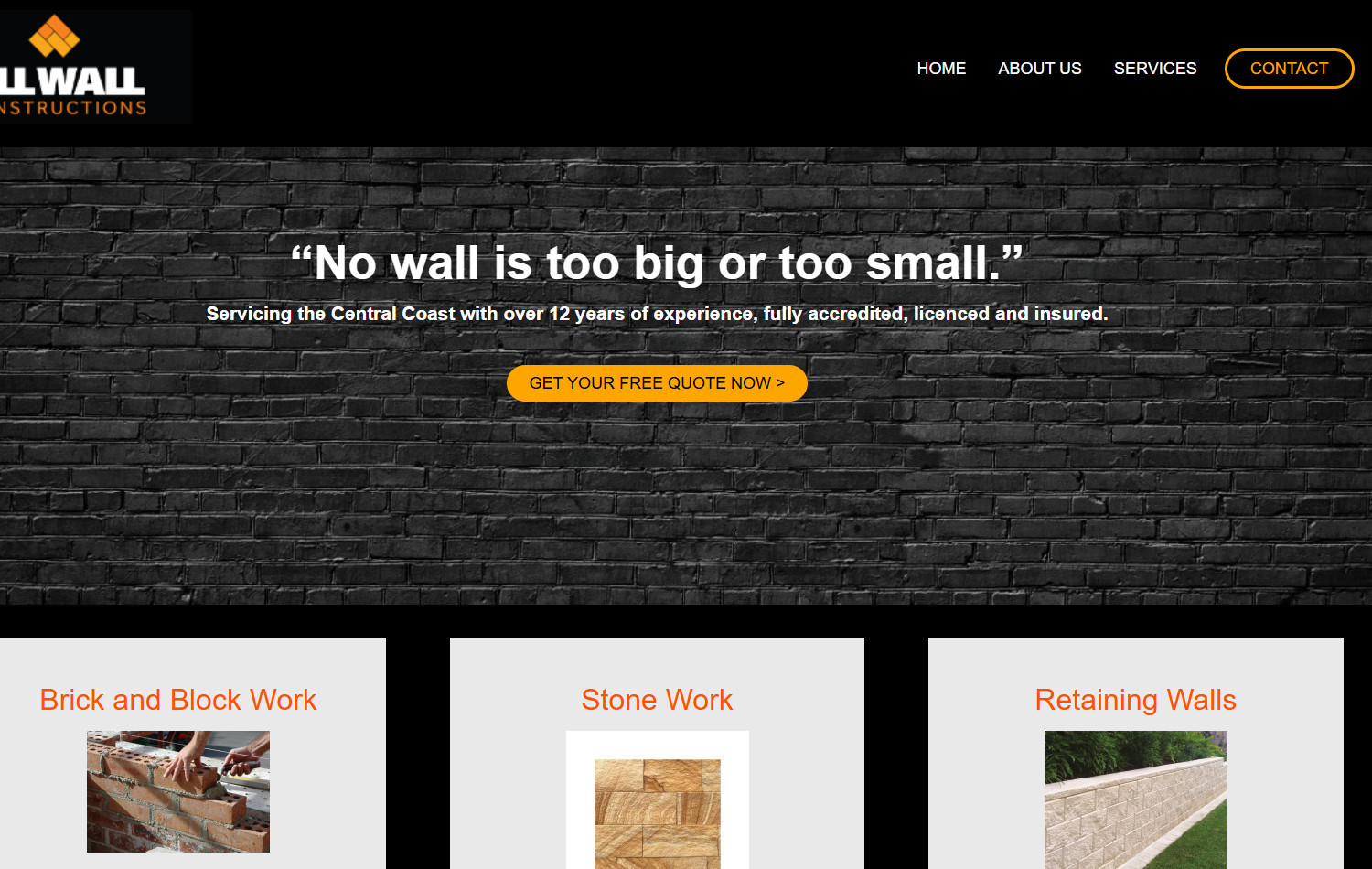 Allwall Constructions website screenshot