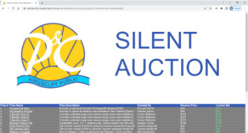 Kingscliff Public School Silent Auction website screenshot